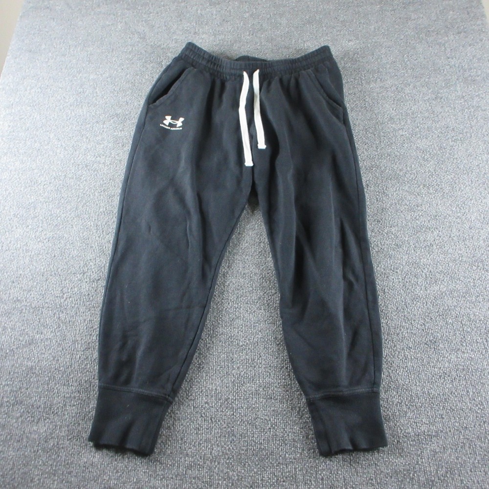 Under Armour Jogger Pants Womens L Black Fleece Elastic Waist Pockets Gym